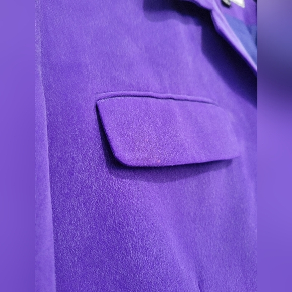Travis Ayers Silk Purple Padded Shoulder Blazer Size 12 - Picture 3 of 11